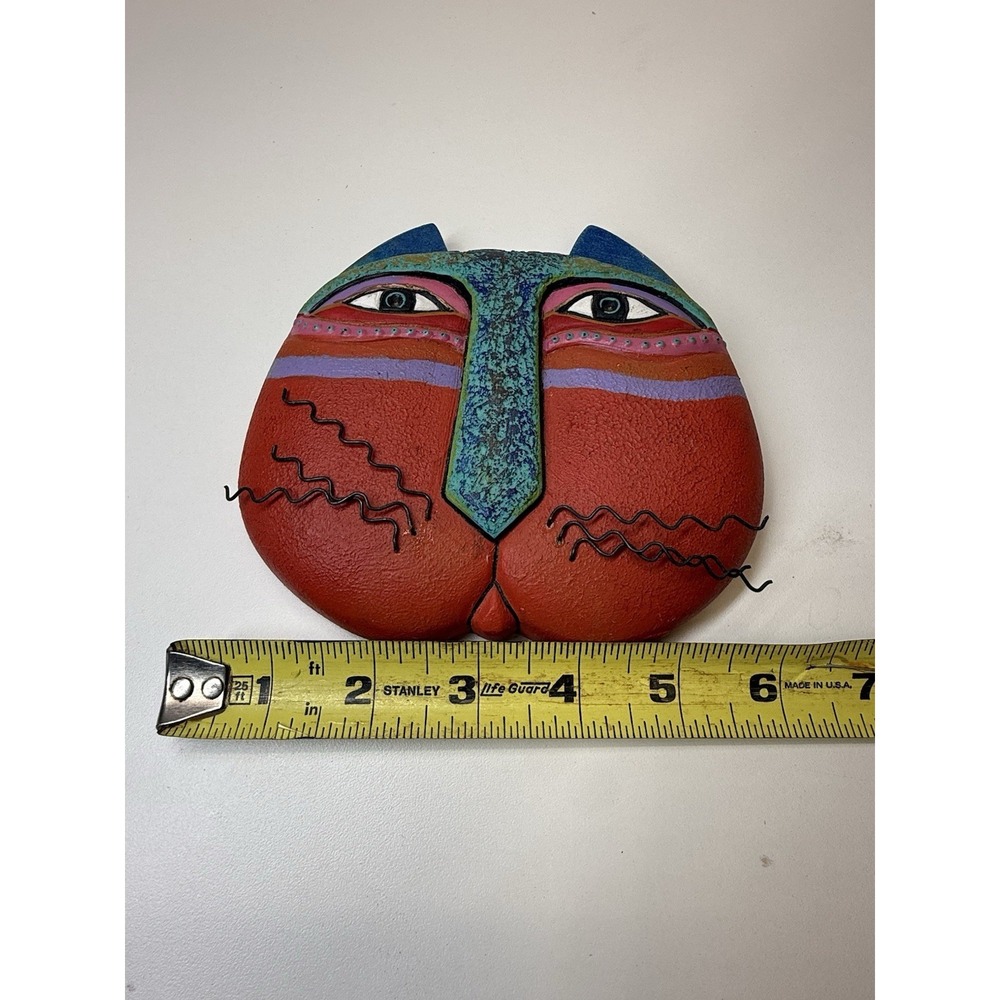 Laurel Burch Caribbean Cat Mask Small 6.5 x 5.25" 1999 Stamped Signed - Picture 5 of 7